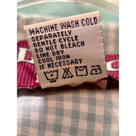 Denim & Co. 1990s Light Aqua Cotton Jacket, Size M  Gingham Lined Cuffs - Picture 6 of 6